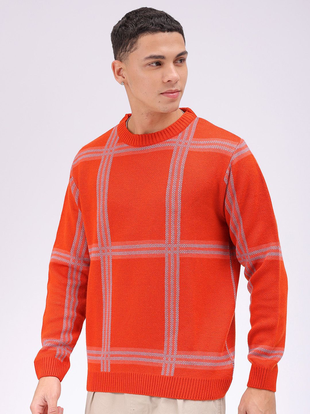 The Indian Garage Co Men Checked Pullover Sweater