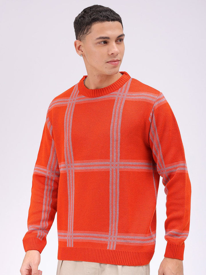The Indian Garage Co Men Checked Pullover Sweater