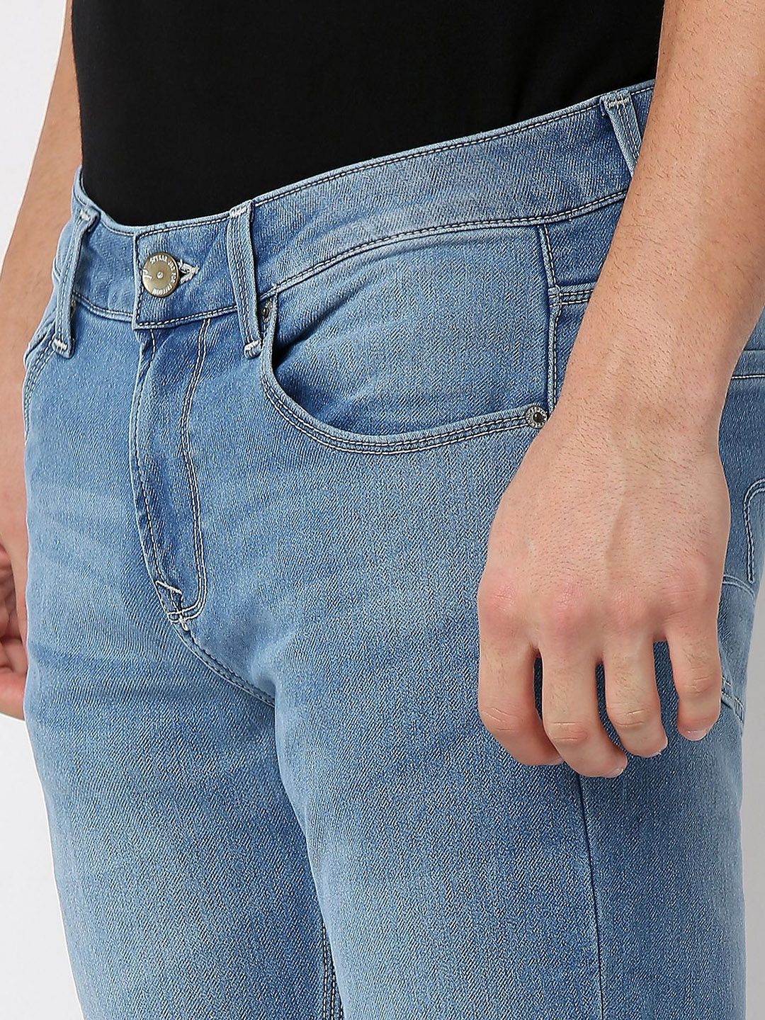 SPYKAR Men Cotton Whiskers and Chevrons Slim Fit Mid-Rise Stretchable Jeans