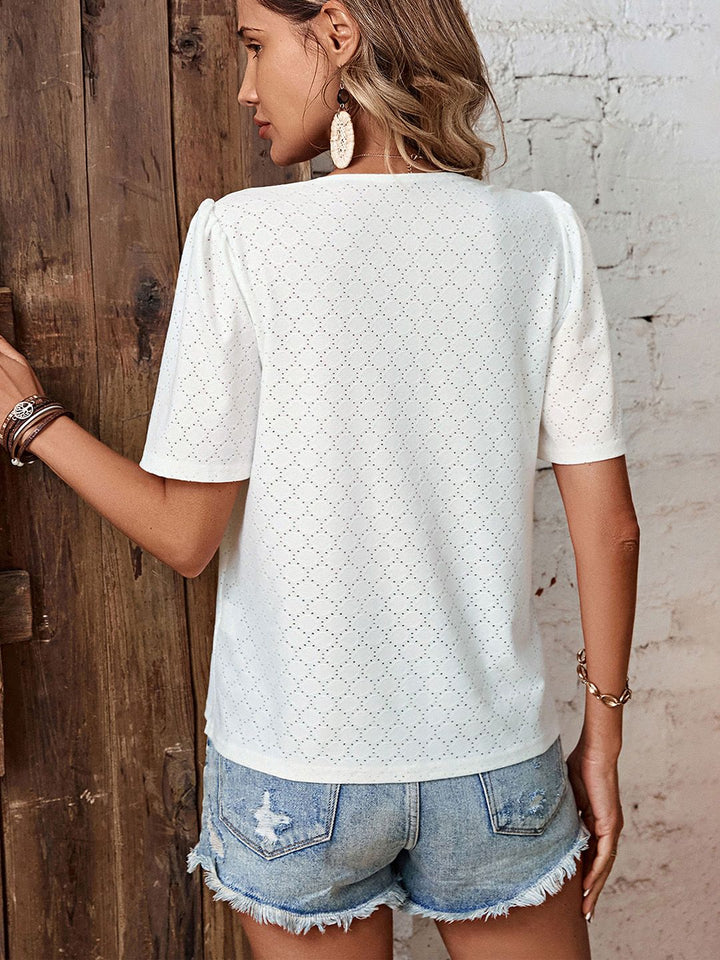 DressBerry Geometric Design Button Detail Top