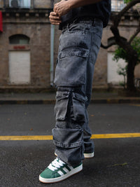 Powerlook Men Cotton Mid-Rise Baggy Fit Cargo Trousers