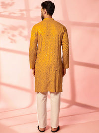 Anouk Men Embroidered Regular Mirror Work Pure Cotton Kurta with Pyjamas