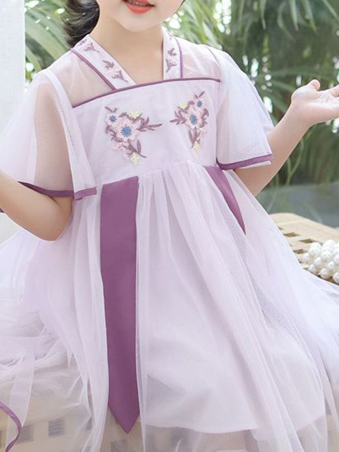 YK Floral Girls Floral Self Design Fit & Flare Dress