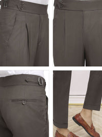 KLOTTHE Men's Brown Slim Fit Gurkha Pants