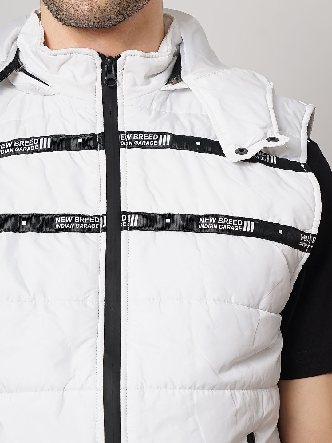 The Indian Garage Co Men Slim Fit Puffer Jacket with Detachable Hood