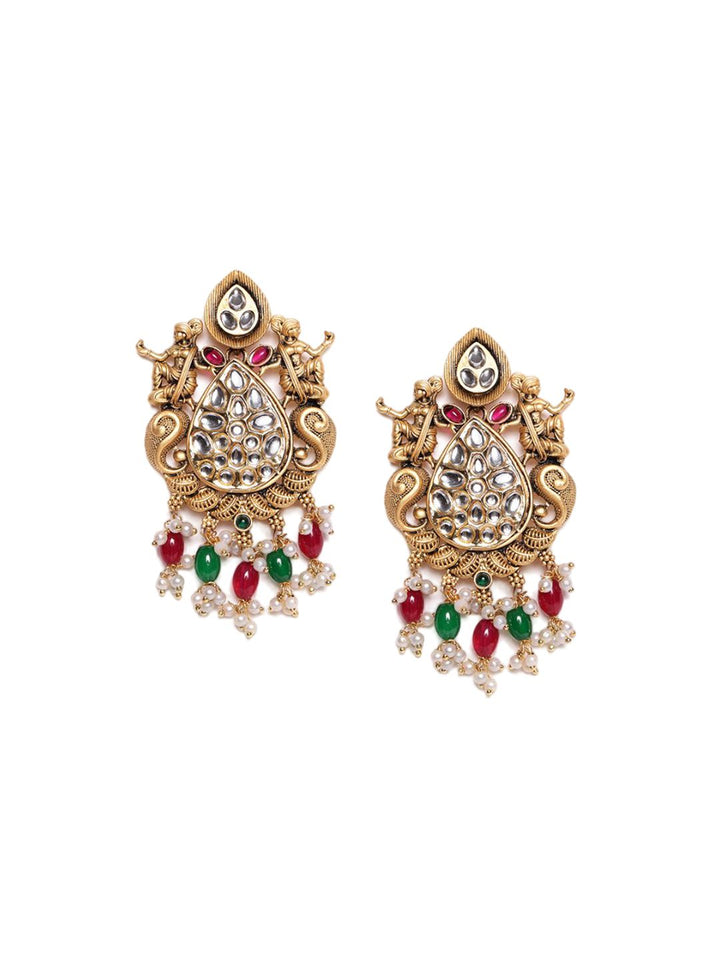 PANASH 22CT Gold Plated Cubic Zirconia Studded Drop Earrings