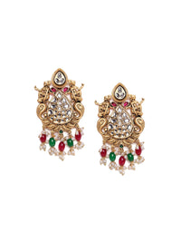 PANASH 22CT Gold Plated Cubic Zirconia Studded Drop Earrings