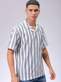 The Indian Garage Co Men Relaxed Fit Striped Textured Resortwear Shirt
