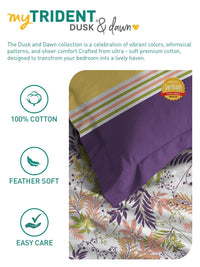 MYTRIDENT Firefly Purple Dusk & Dawn Flat 144TC Queen Cotton Bedsheet with 2 Pillow Covers