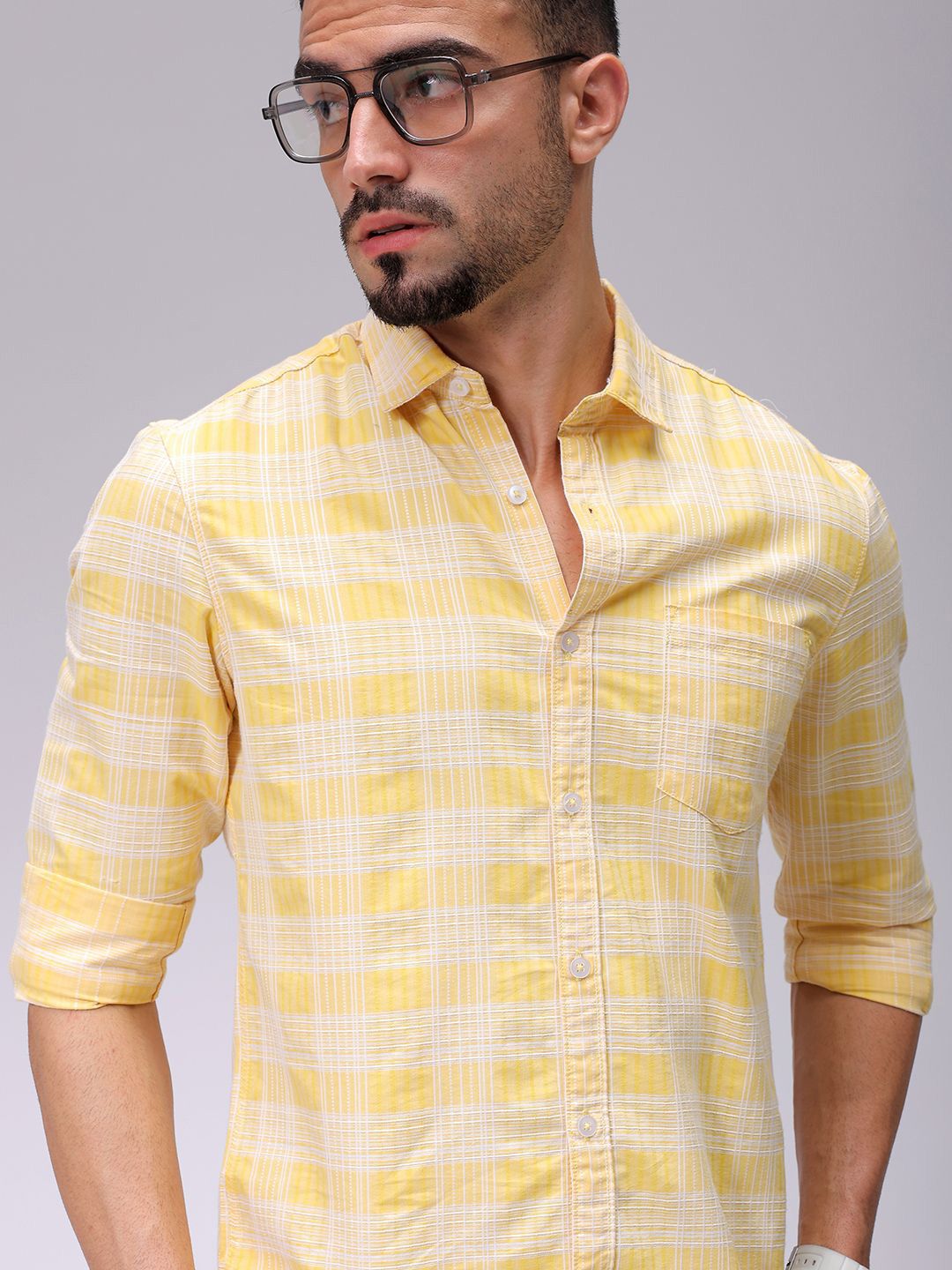 The Indian Garage Co Men Slim Fit Opaque Checked Casual Shirt