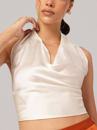 DressBerry Edgy Chic Halter Neck Satin Backless Top