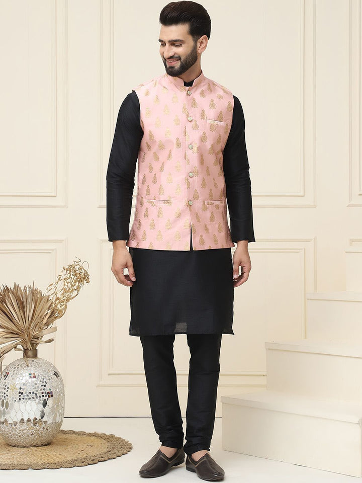 SOJANYA Mandarin Collar Kurta With Churidar & Nehru jacket