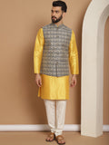 Anouk Motifs Embroidered Regular Kurta Churidar with Nehru jacket