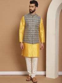 Anouk Motifs Embroidered Regular Kurta Churidar with Nehru jacket