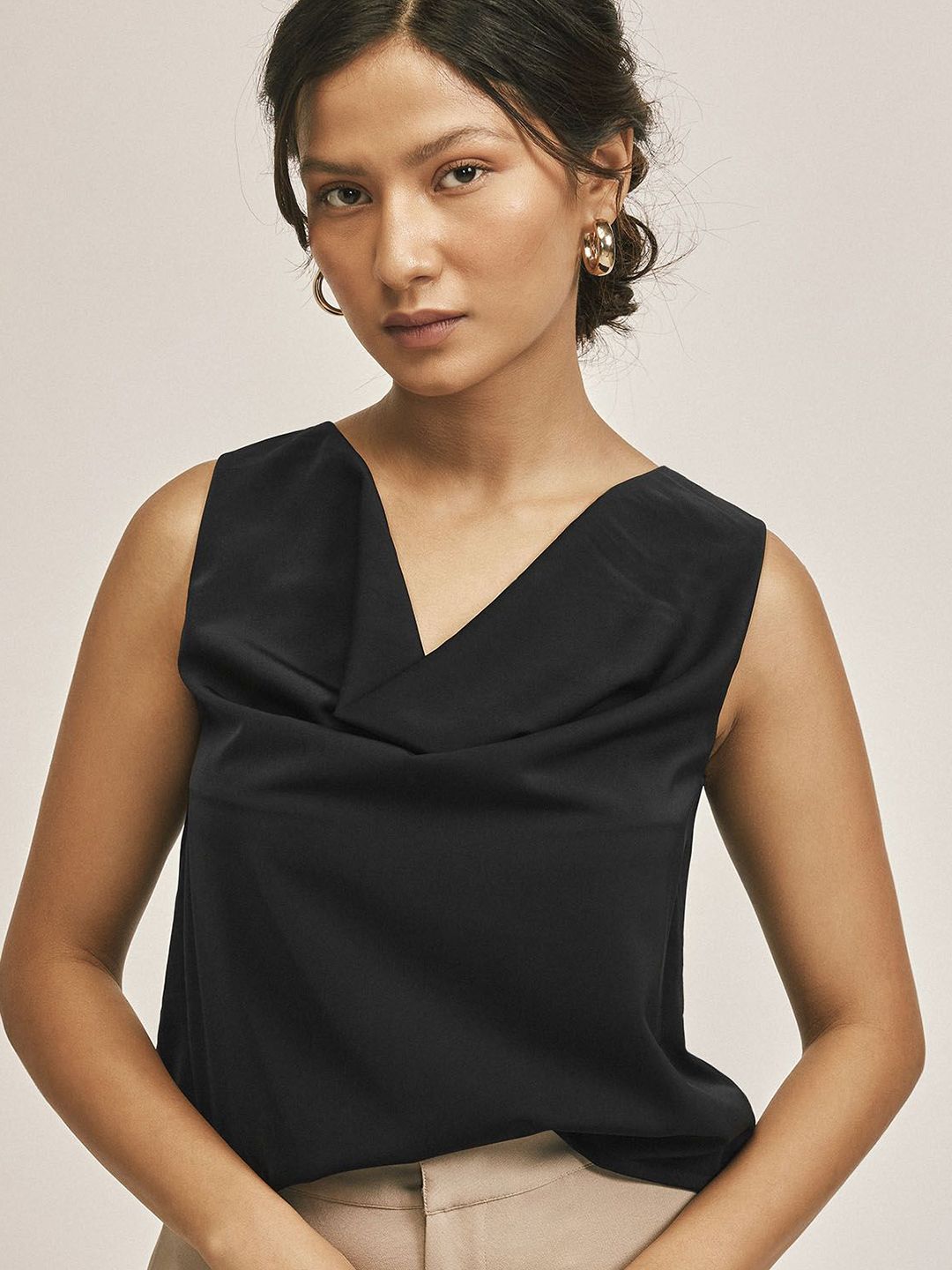 The Label Life Women Solid Cowl Neck Top