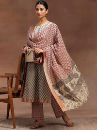 Libas Floral Printed Pure Cotton staight Kurta with Trousers & Dupatta