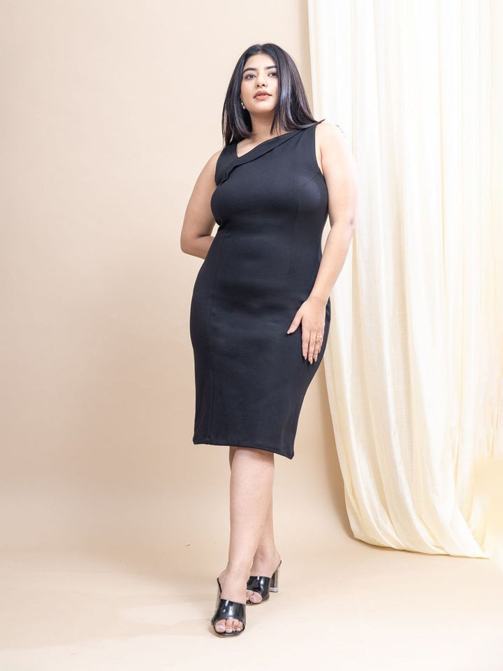 Mamicha Women V-Neck Cotton Plus Size Bodycon Knee Length Dress