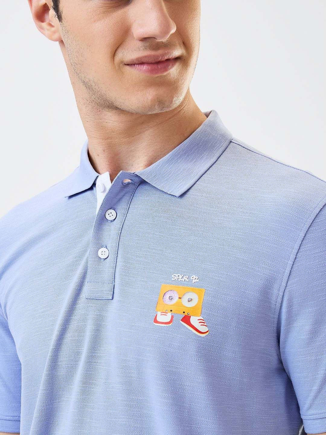 SPYKAR Men Graphic Printed Polo Collar Cotton Slim Fit T-shirt
