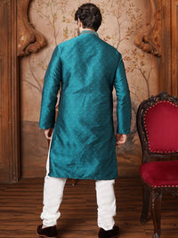 SOJANYA Paisley Woven Design Mandarin Collar Straight Kurta With Churidar