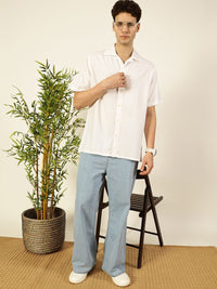 Thomas Scott Men Premium Cuban Collar Solid Oversized Casual Shirt