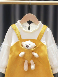 YK Girls Cotton Pinafore Dress With T-shirt