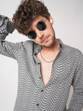 VASTRADO Men Slim Fit Textured Spread Collar Cotton Casual Shirt