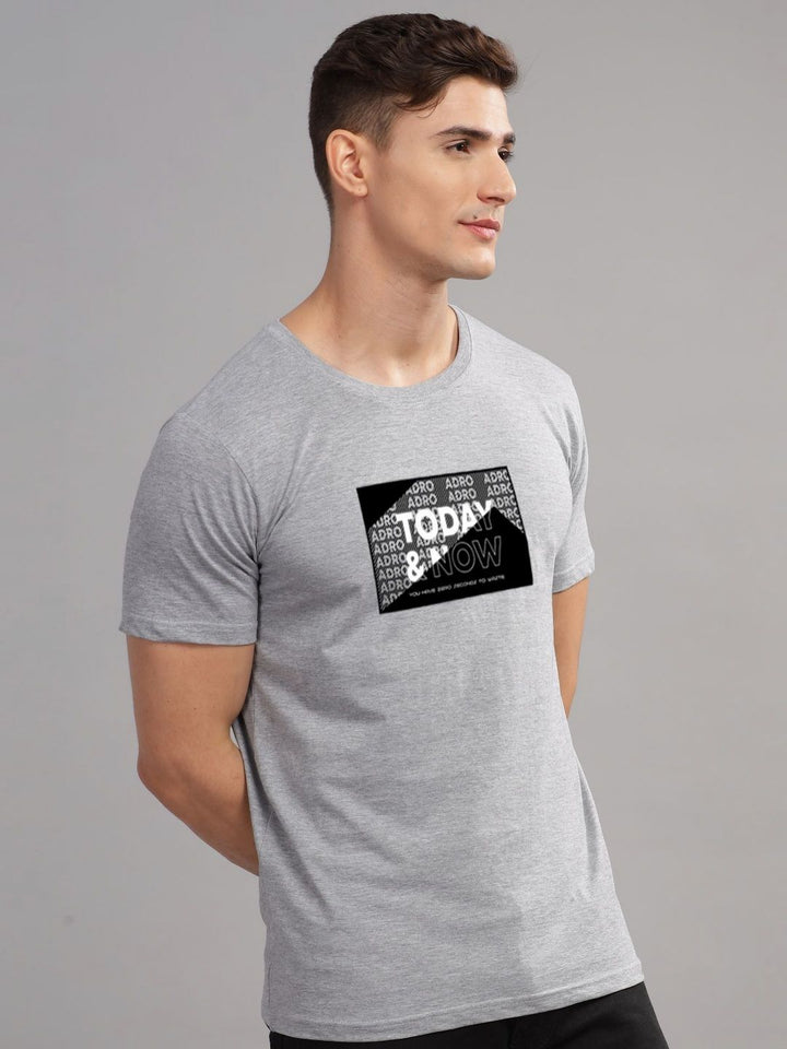 ADRO Typography Printed Round Neck Cotton T-shirt
