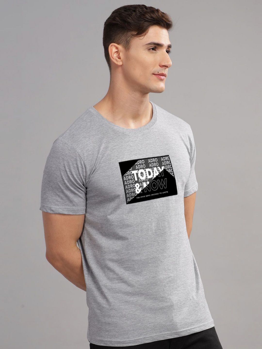 ADRO Typography Printed Round Neck Cotton T-shirt