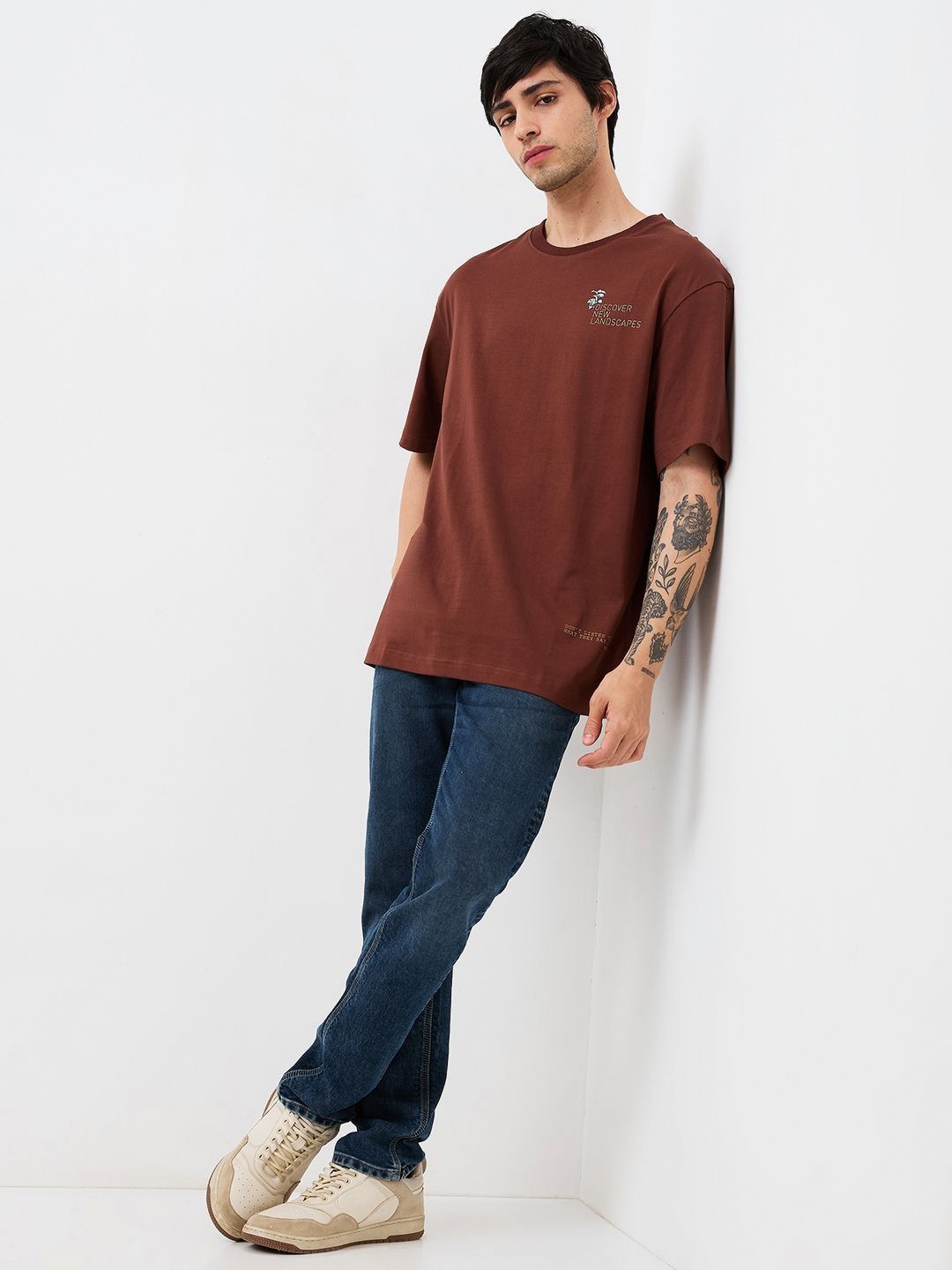 SPYKAR Men Typography Printed Round Neck Cotton Relaxed Fit T-shirt