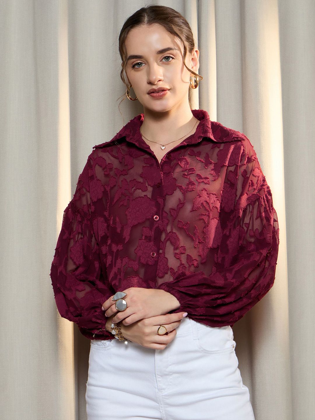 Berrylush Floral Shirt Style Top