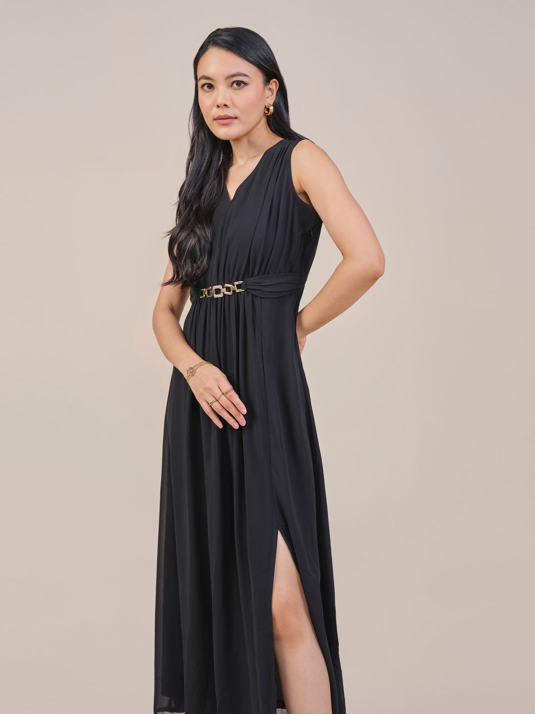AND Women Sleeveless Fit & Flare Maxi Dress