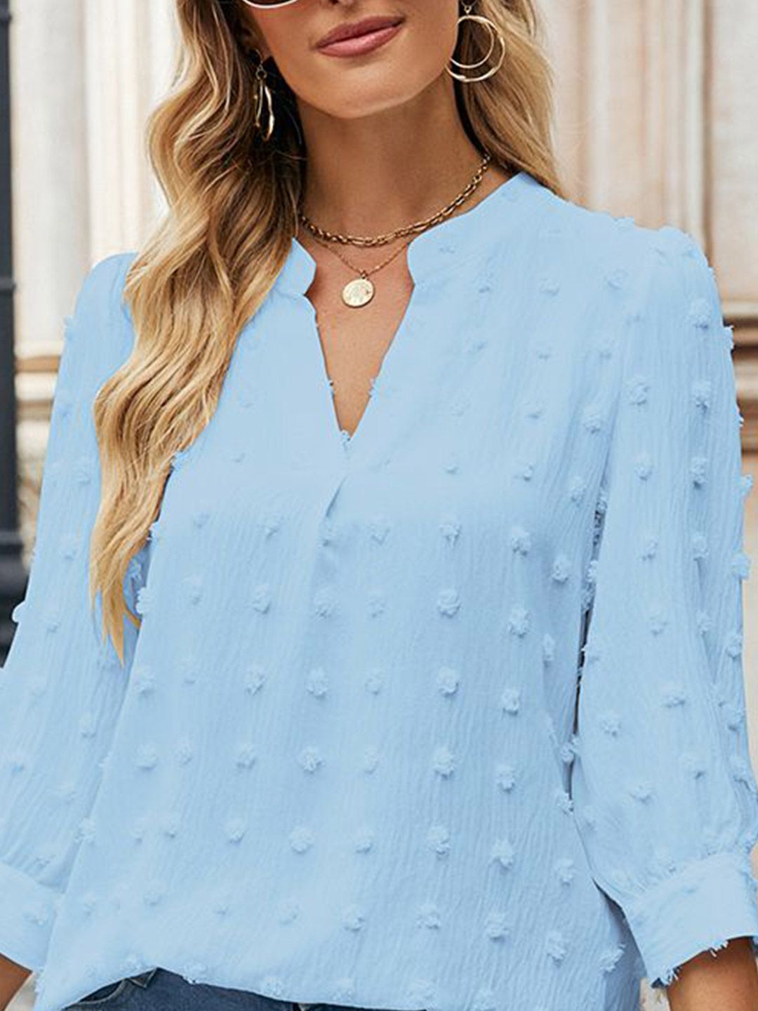 all about you Mandarin Collar Bell Sleeve Top