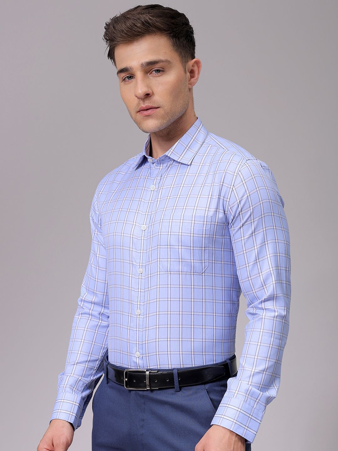 The Indian Garage Co. X Luxe Men Slim Fit Opaque Checked Formal Shirt