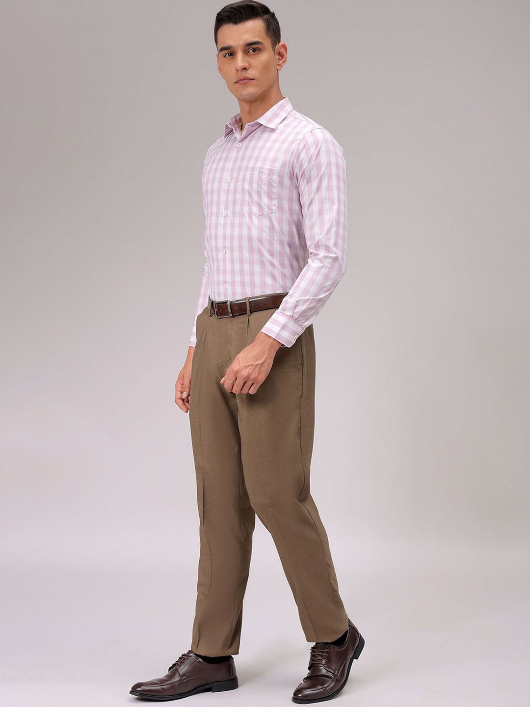 The Indian Garage Co. X Luxe Men Cutaway Collar Checked Slim Fit Formal Shirt