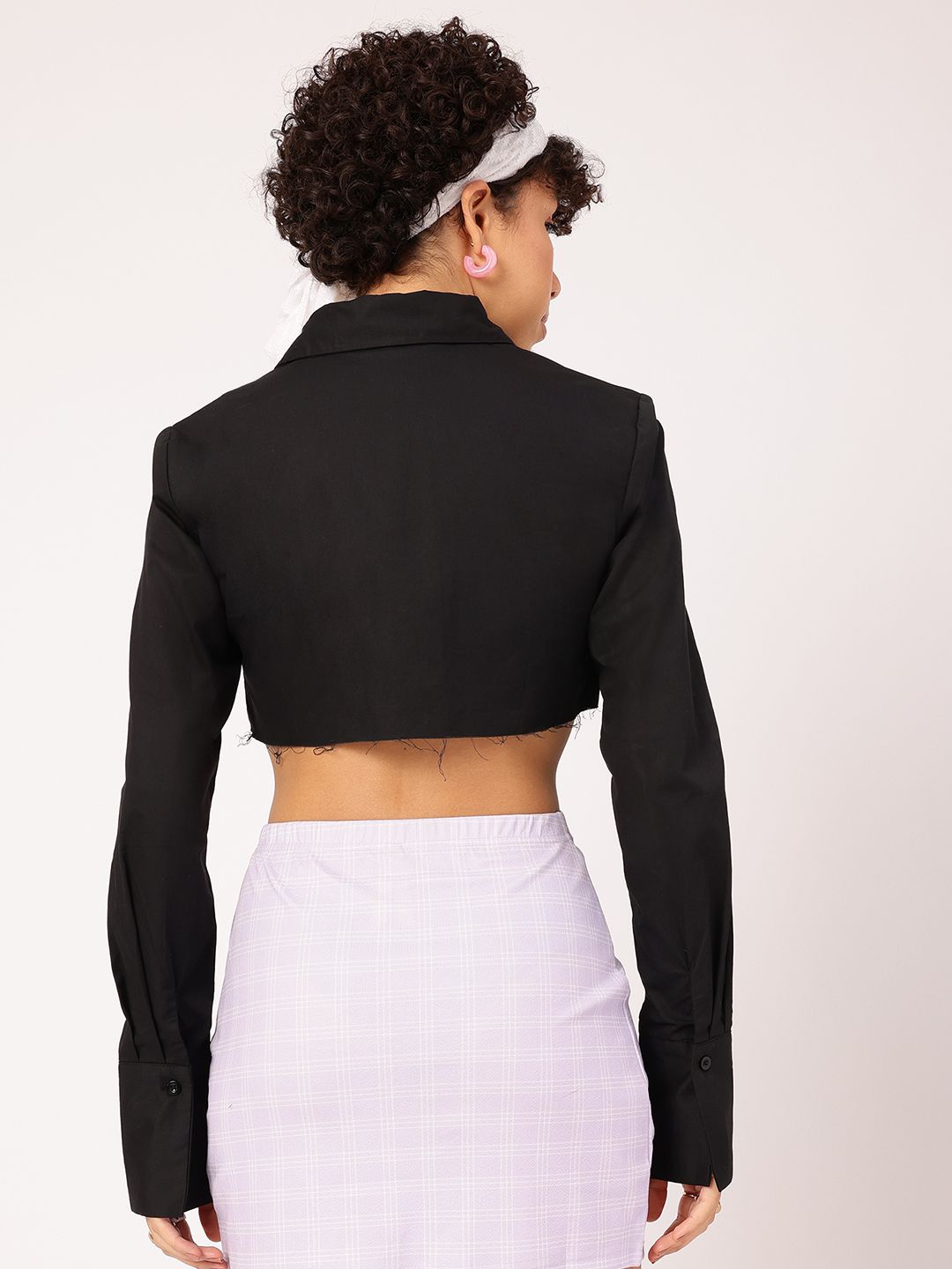 DressBerry Sugar and Spice Raw Edge Crop Shirt-Style Top