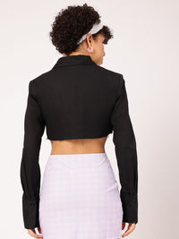 DressBerry Sugar and Spice Raw Edge Crop Shirt-Style Top