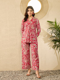 KALINI Floral Printed V Neck Top & Trousers