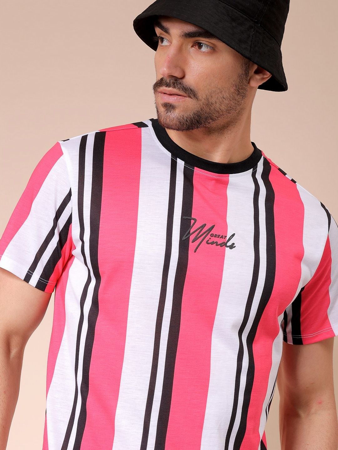 The Indian Garage Co Men Striped Round Neck Slim Fit T-shirt
