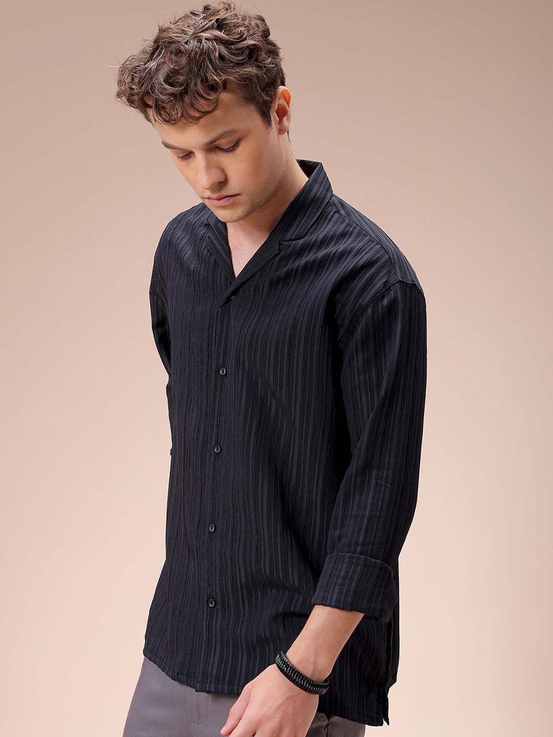 The Indian Garage Co Men Relaxed Fit Dobby Textured Resortwear Shirt