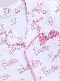 Moms Love Infant Girls Barbie Printed Pure Cotton Night suit