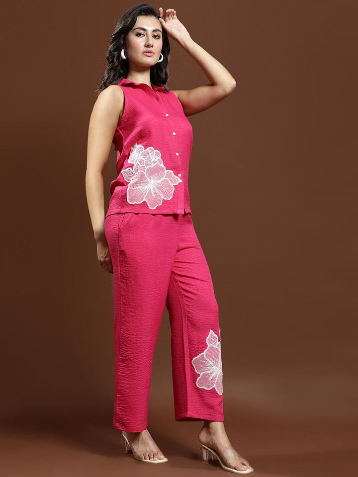 Athena Floral Patchwork Linen Shirt & Trousers