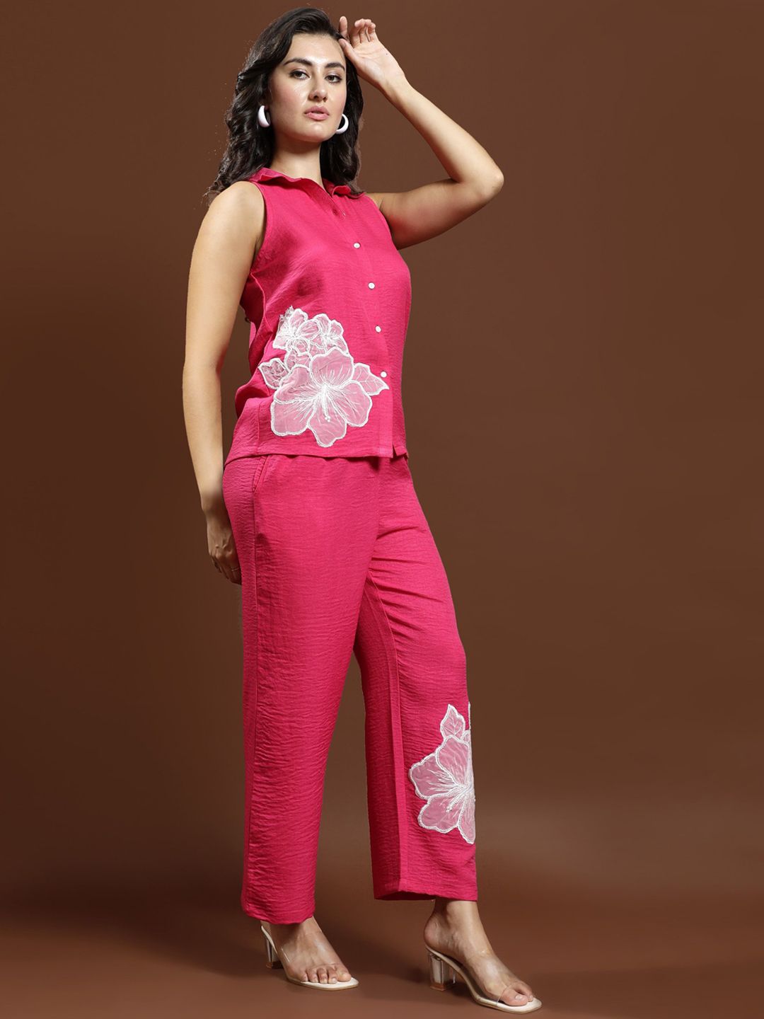 Athena Floral Patchwork Linen Shirt & Trousers