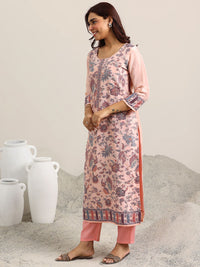 Libas Floral Woven Design Round Neck Regular Straight Kurta With Trousers & Dupatta