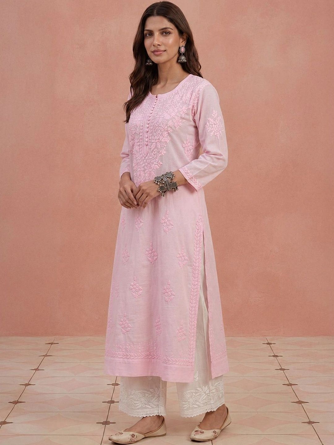 Rumah Wanita Chikankari Sulam Kurta Chikankari