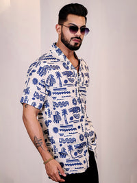 Eszett Graphic Printed Spread Collar Pure Cotton Casual Shirt