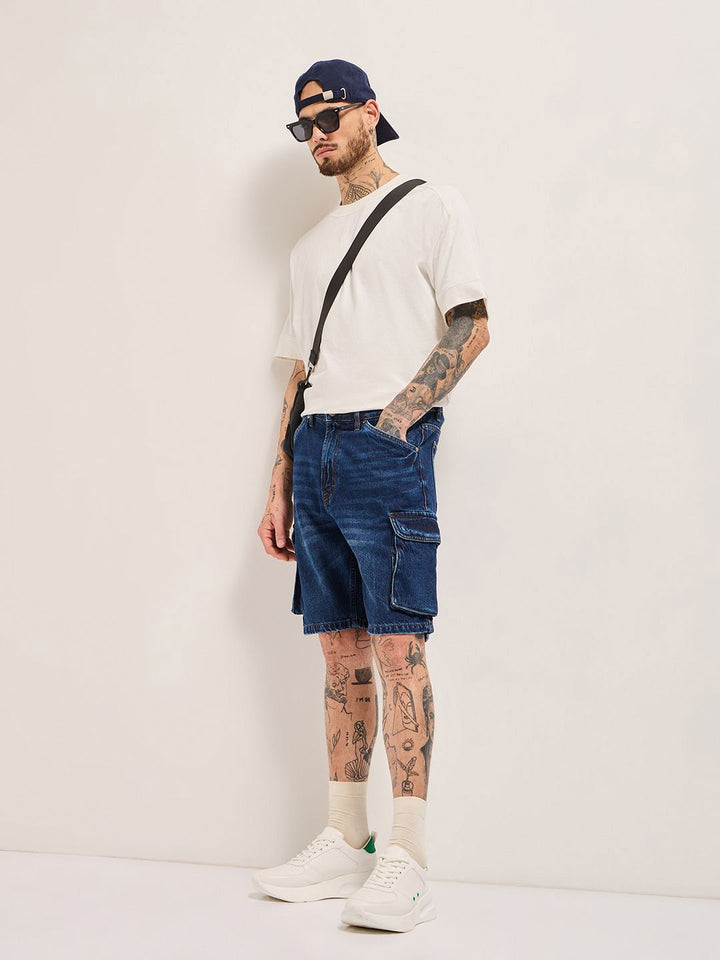 THE BEAR HOUSE Men Loose Fit Outdoor Denim Shorts