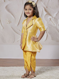 VASTRAMAY Girls Ethnic Motifs Woven Design A Line Kurta with Dhoti Pants