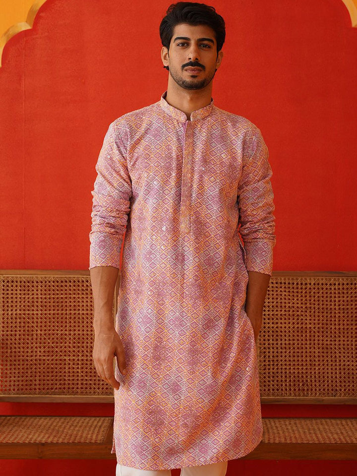 Jompers Men Embroidered Regular Sequinned Kurta with Pyjamas