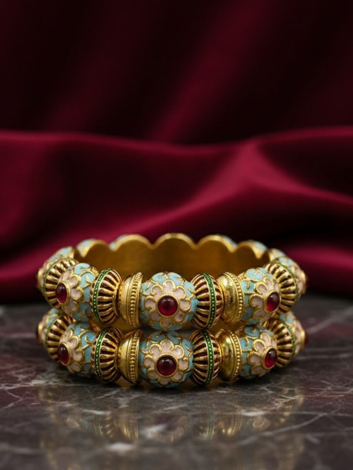 Set PANASH 2 Gelang Bertampal Batu Bersalut Emas 24k
