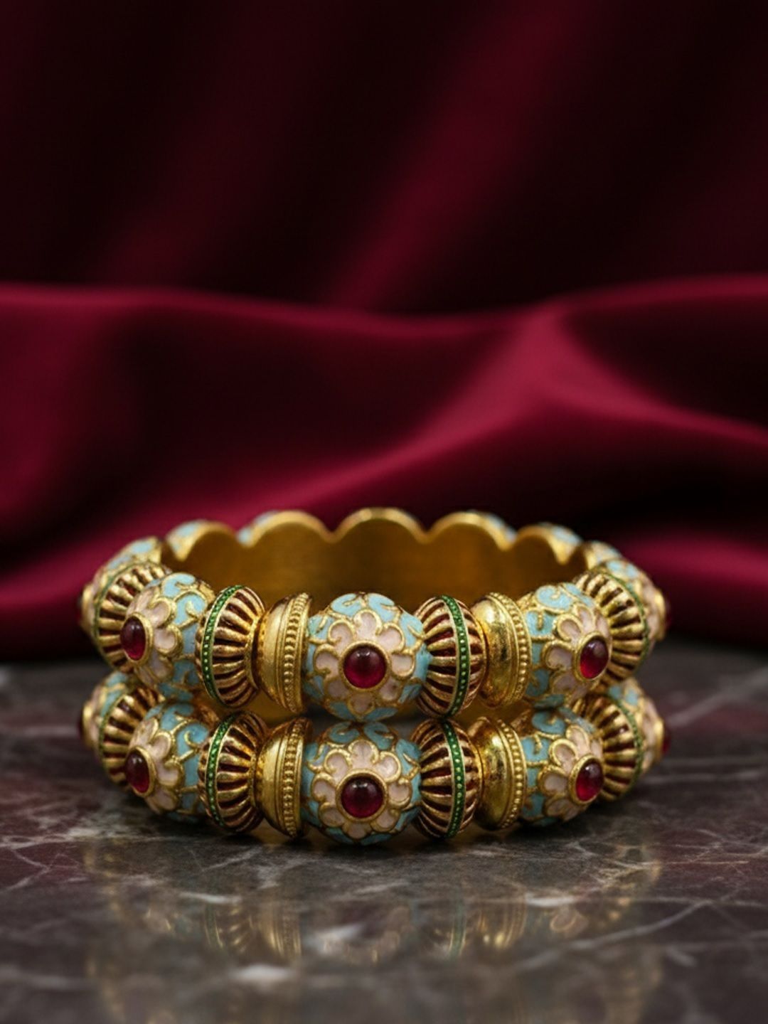 Set PANASH 2 Gelang Bertampal Batu Bersalut Emas 24k